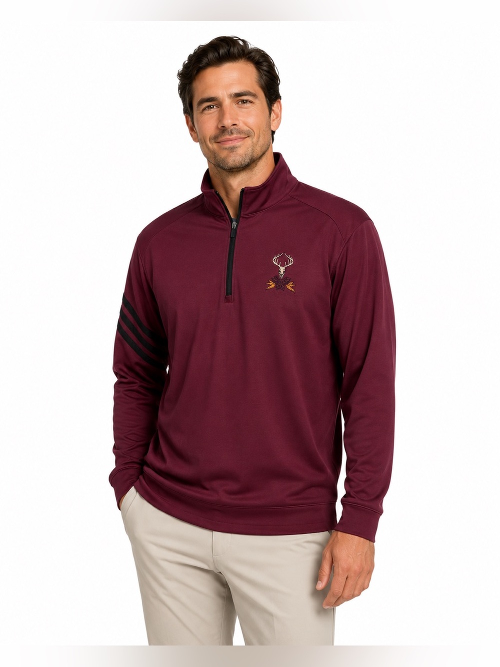 Adidas Tobacco Road Golf Club Mens L Burgundy Climalite 1/4 Zip Golf Pullover